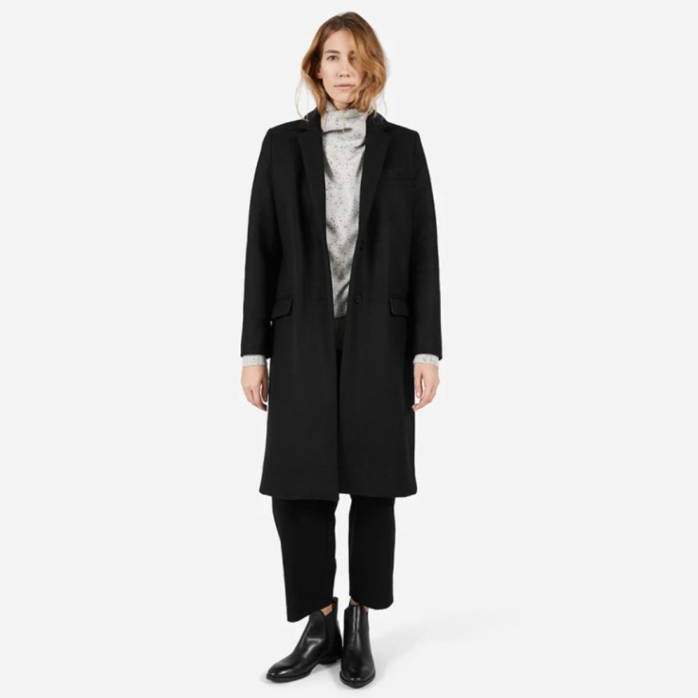 Everlane Black Wool Overcoat